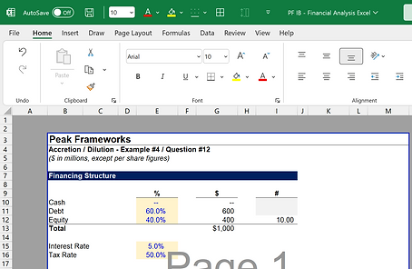 Peak Frameworks Excel